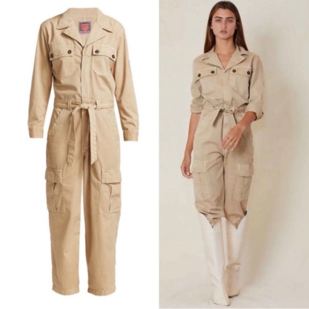 Mother Jumpsuit The Cargo Fixer In Medium Khaki